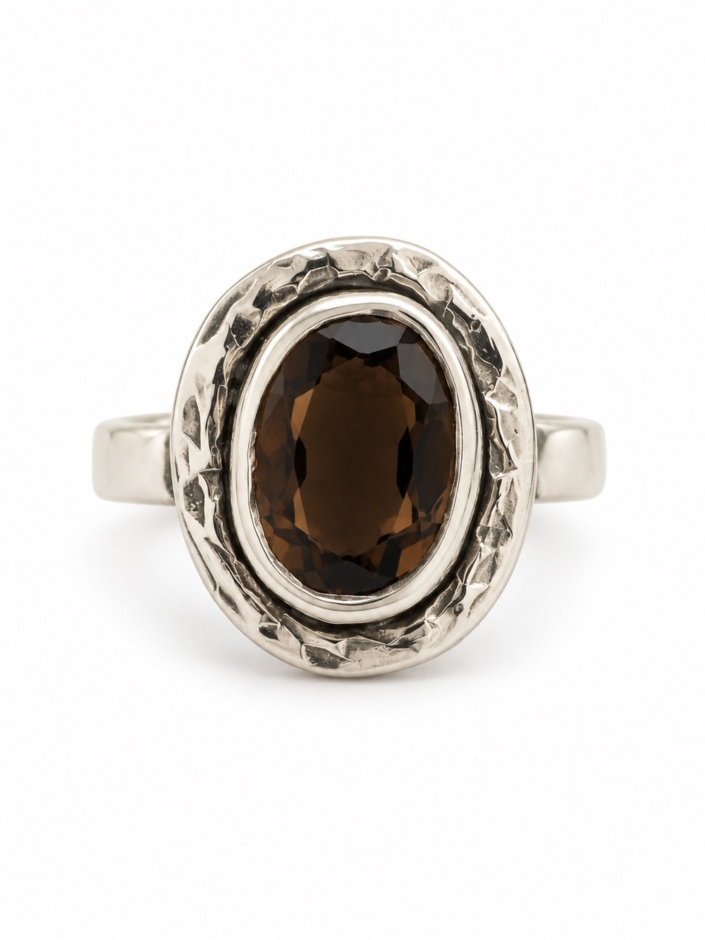 Smokey Quartz Oval Framed Ring (S925)